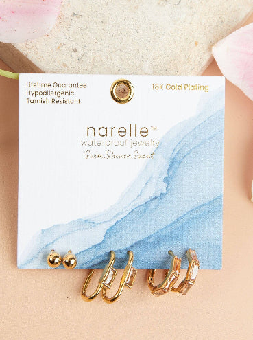 Waterproof Rectangle Hoop Earring Trio