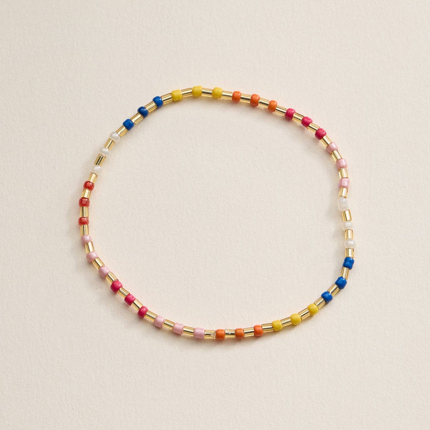 Beaded Heart Charm Stretch Bracelet