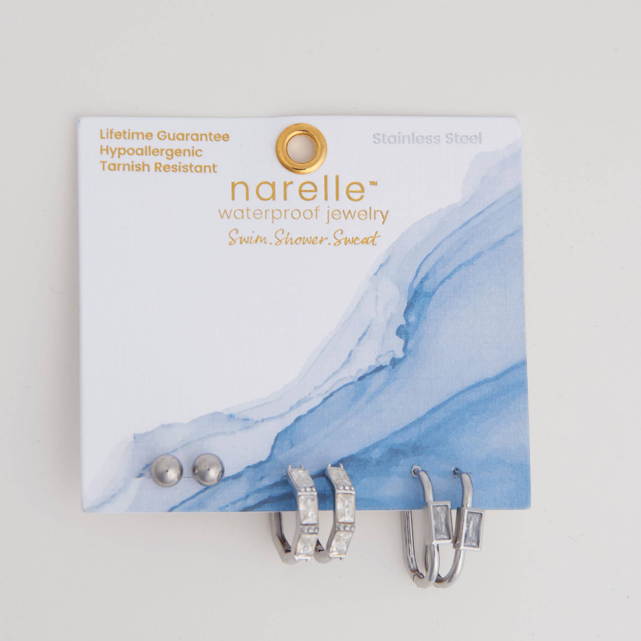 Waterproof Rectangle Hoop Earring Trio