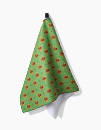 Artisanal Floral Green Tea Towel