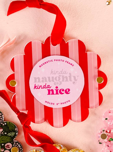 Red Stripe Picture Frame Ornament