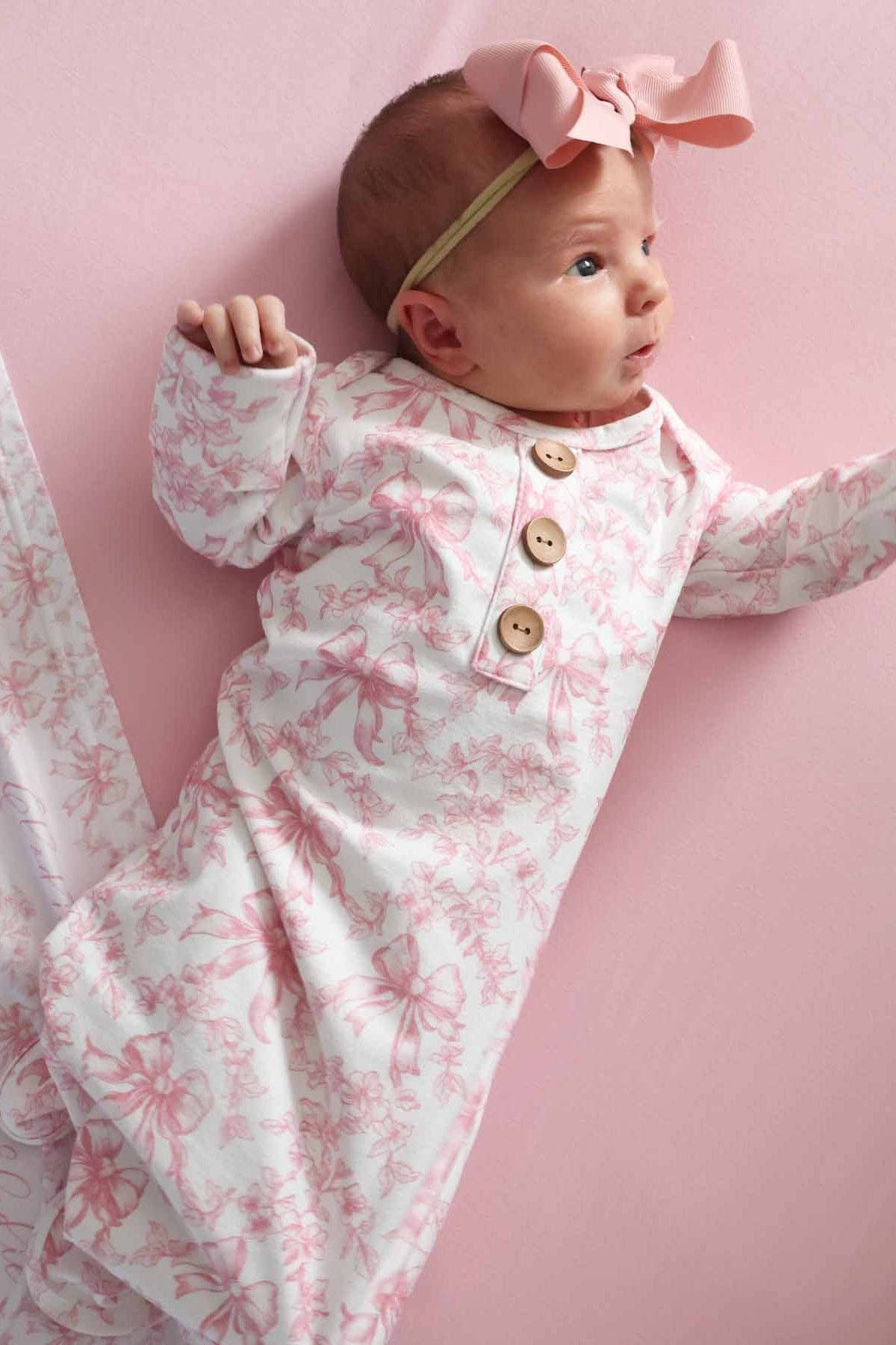 Newborn Fancy Frills Knot Gown & Hat Set