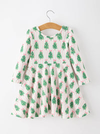 Christmas Pink Tree Twirl Dress