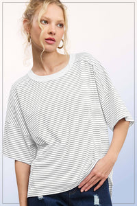Drop Shoulder Striped Top