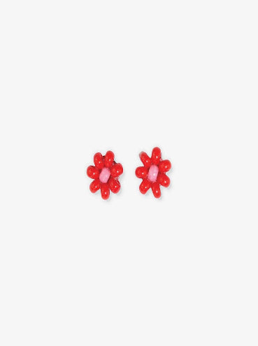 Tina Red/ Pink Flower Post Earrings