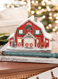 Reindeer Lighted Village Barn
