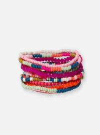 Vibrant Beaded 10 Strand Stretch Bracelets