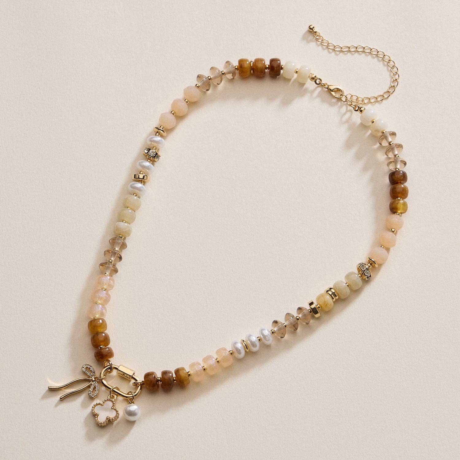 Bead Necklace with Trio Charms