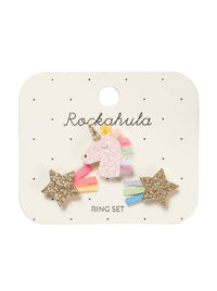 Rainbow Unicorn Ring Set
