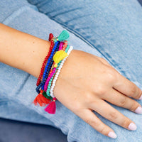 Patsy Navy Stretch Tassel Bracelet