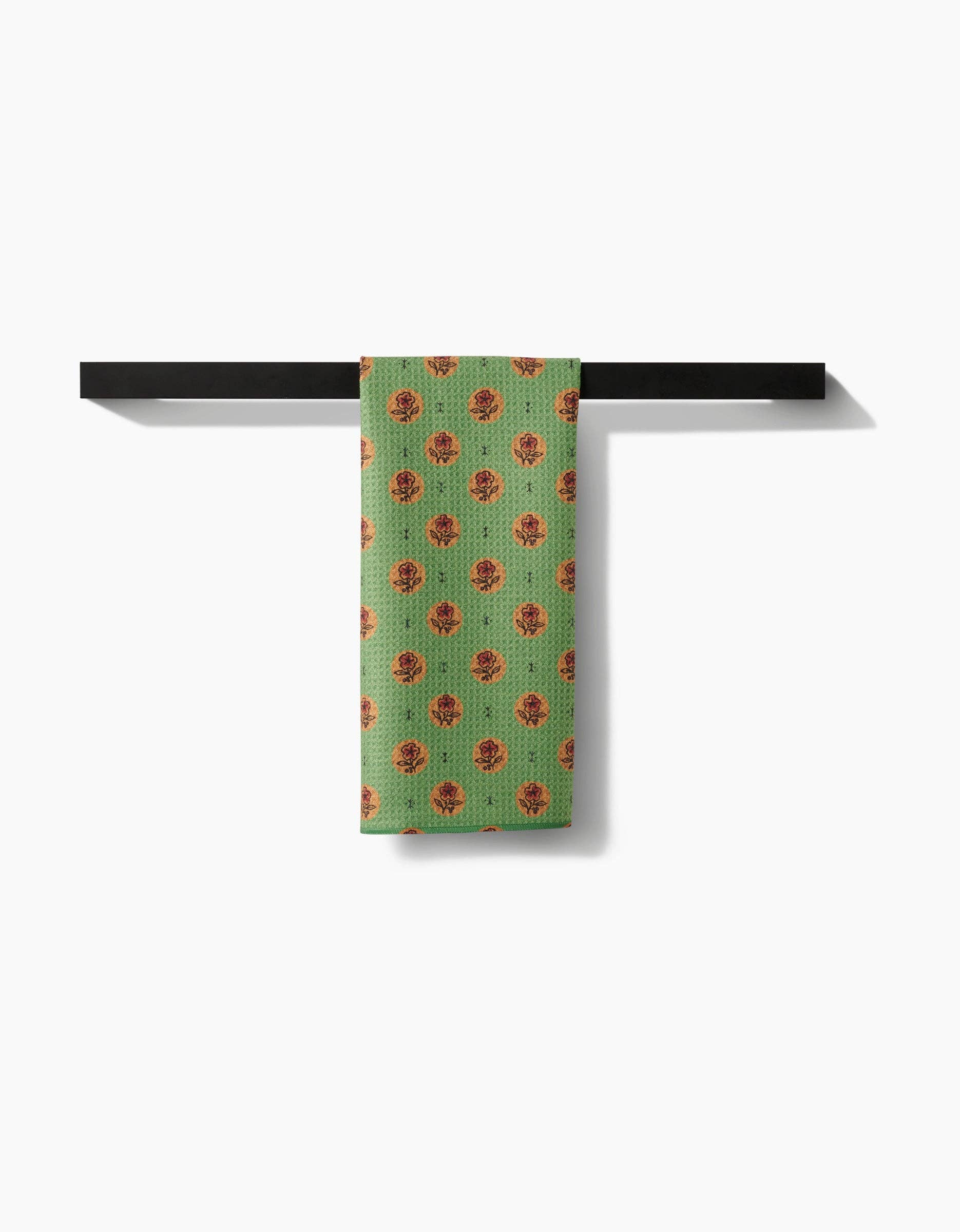 Artisanal Floral Green Tea Towel