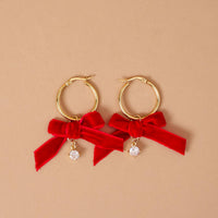Ruby Ribbon Hoop Earrings