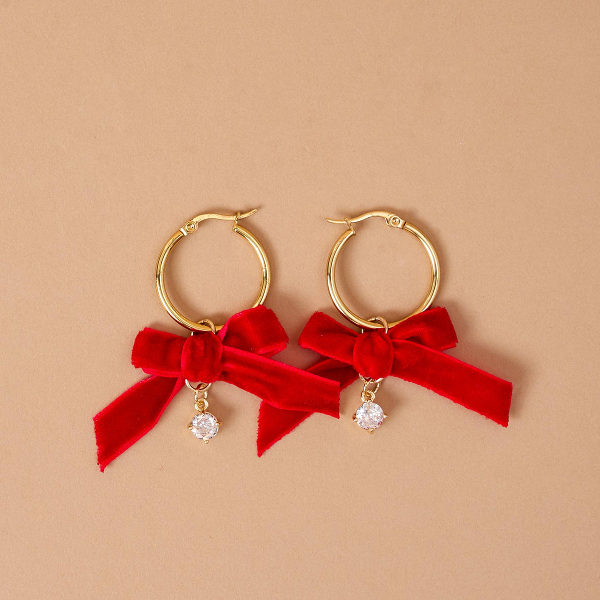 Ruby Ribbon Hoop Earrings