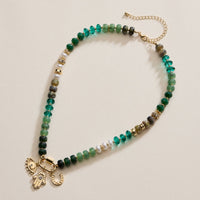 Bead Necklace with Trio Charms