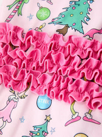 Pink Christmas Ruffle Footie