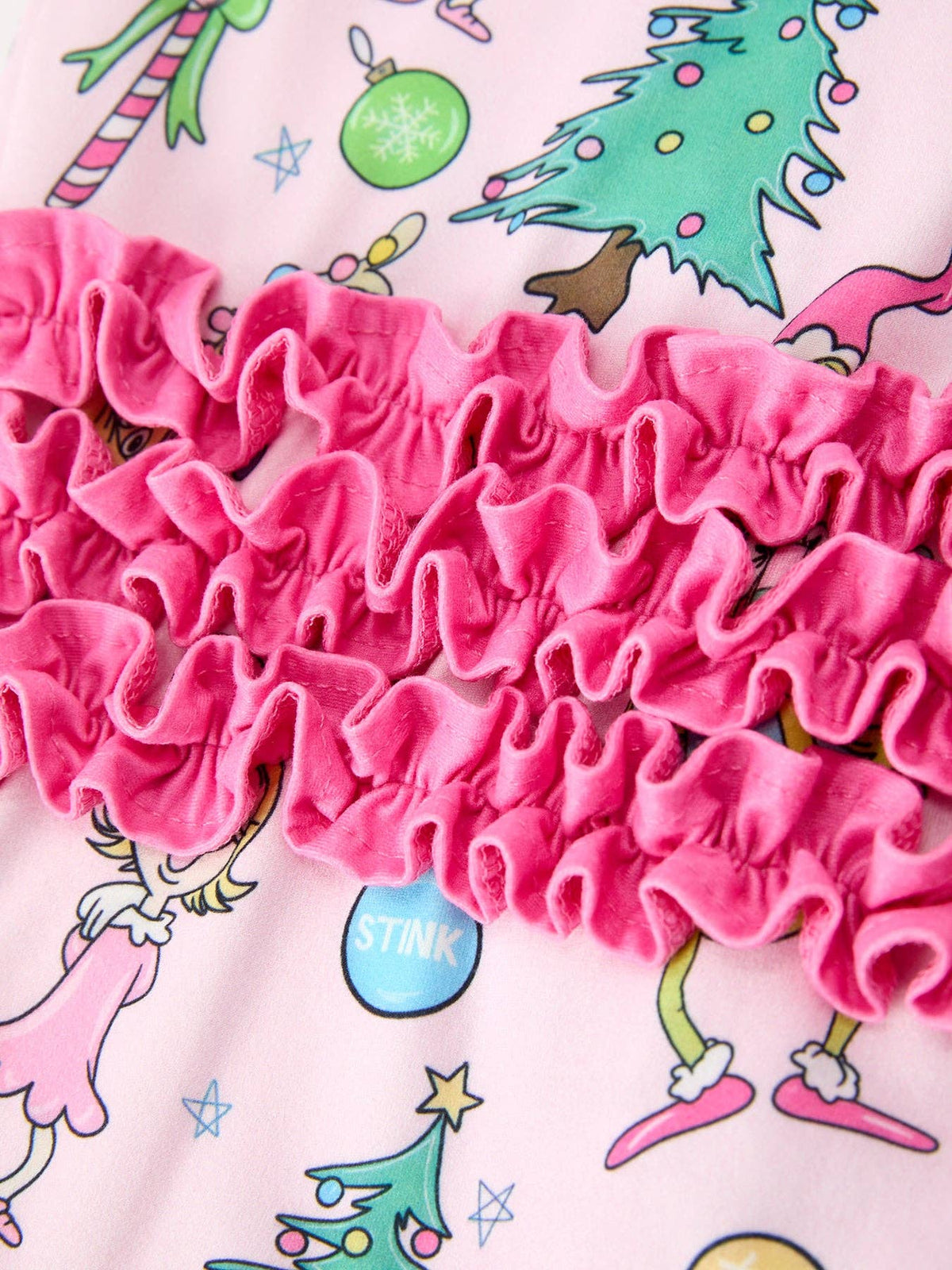 Pink Christmas Ruffle Footie