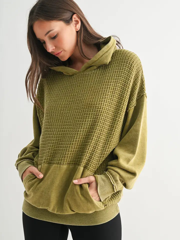 Camo Green Waffle Knit Hoodie