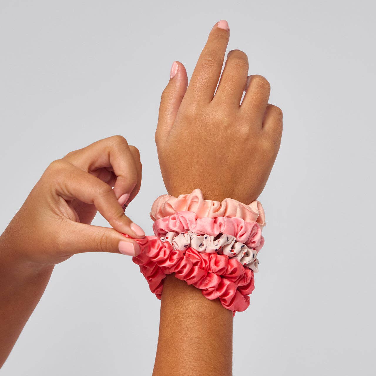 Cherry Blossom Satin Scrunchies
