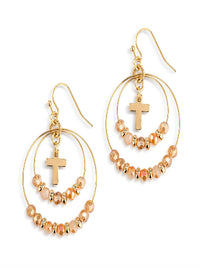 Champagne Beaded Prayer Earrings
