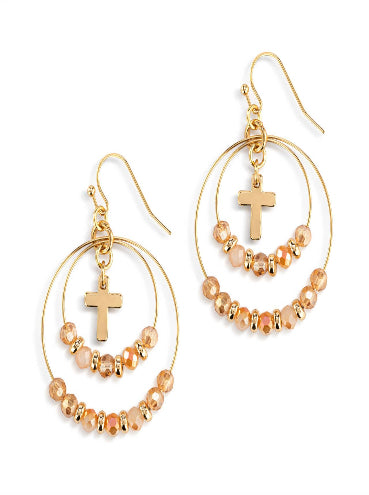 Champagne Beaded Prayer Earrings