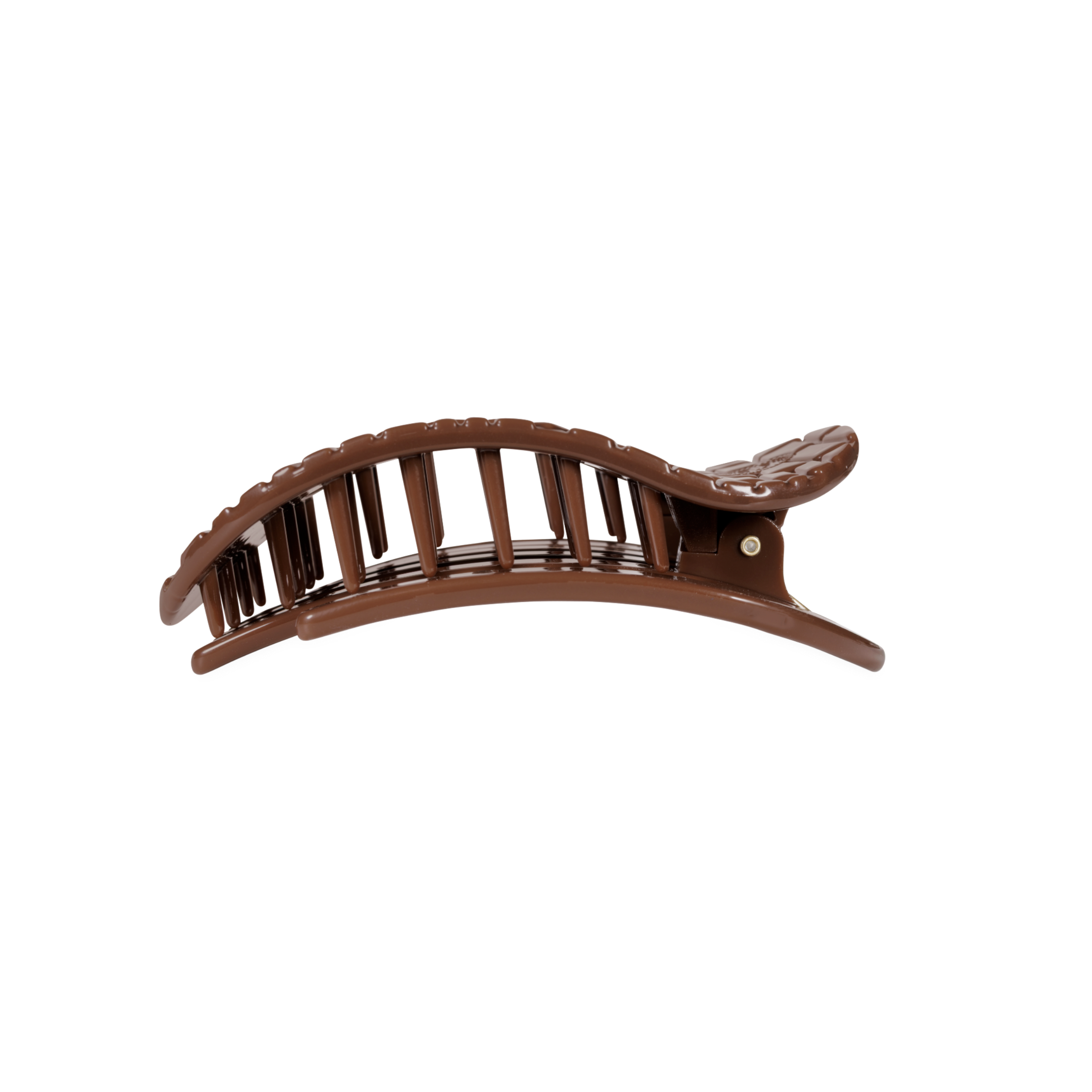 Brown Crocodile Medium Flat Round Hair Clip