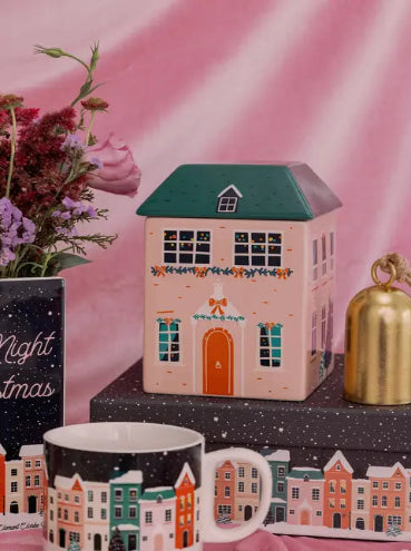 Pink Cottage Cookie Jar