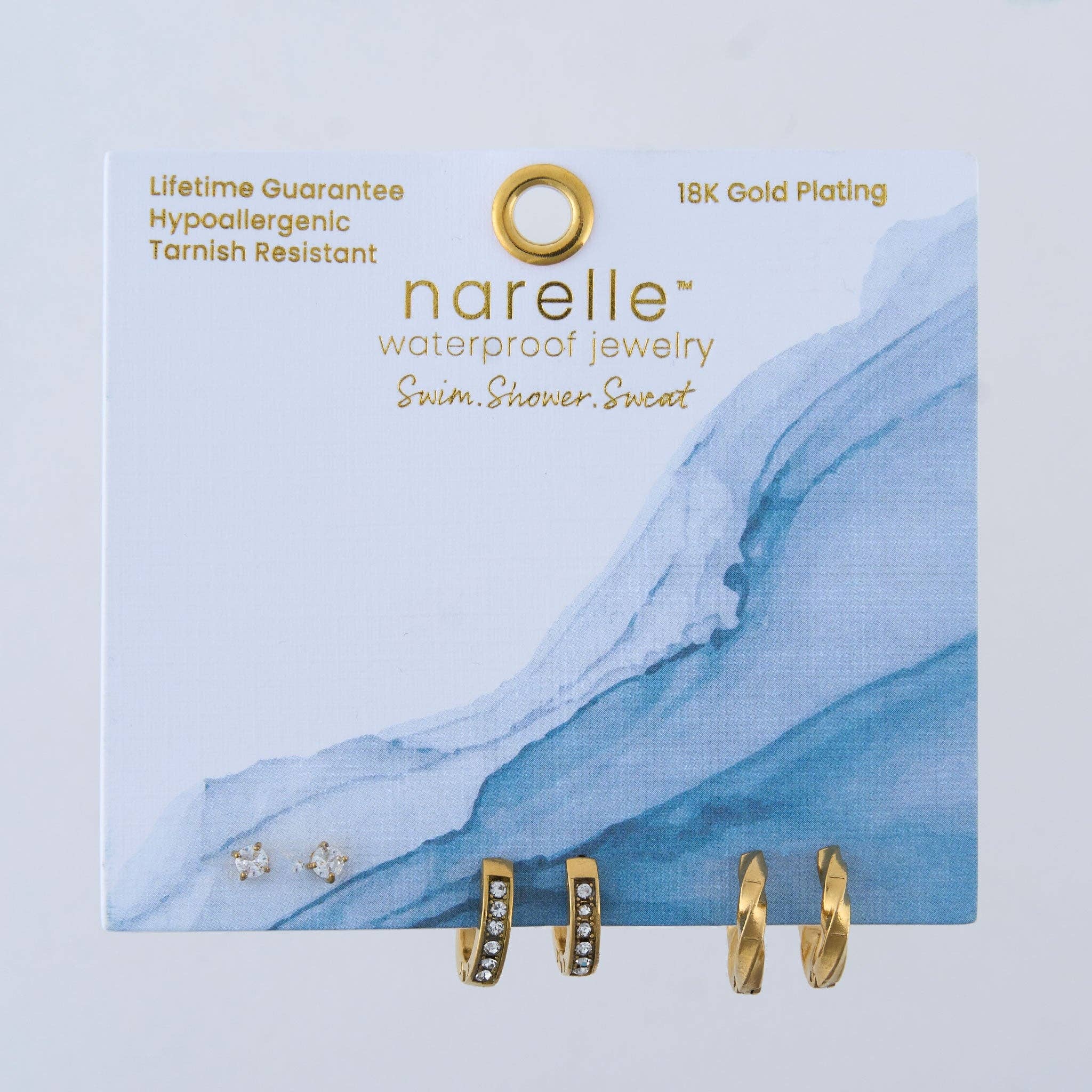 Waterproof Earrings Narelle Pave Hoop Earring Trios