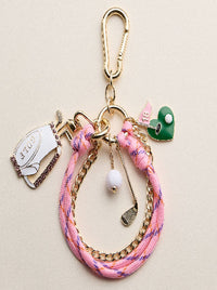 Pink Golf Charm Keychain Bracelet