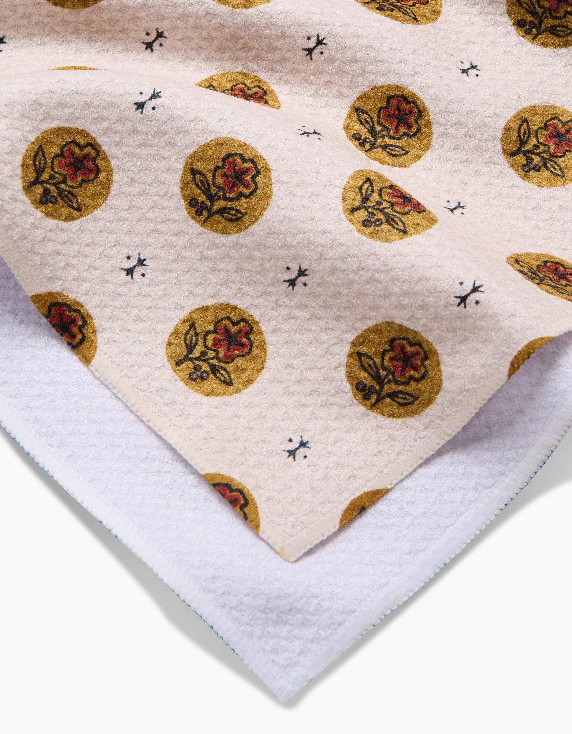 Artisanal Floral Cream Tea Towel