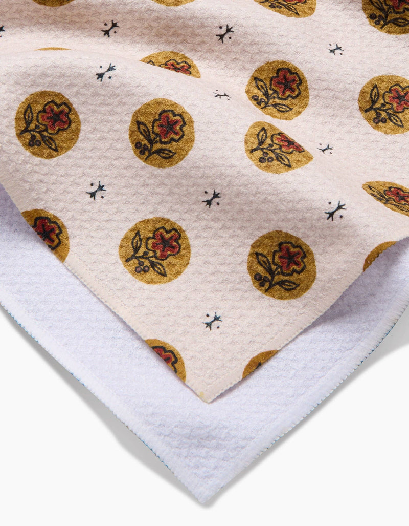 Artisanal Floral Cream Tea Towel