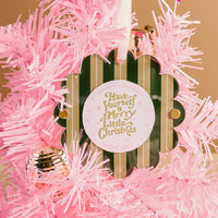 Evergreen Stripes Picture Frame Ornament