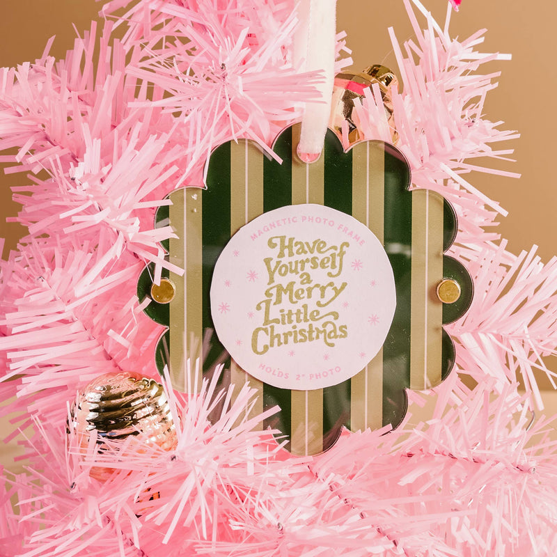 Evergreen Stripes Picture Frame Ornament