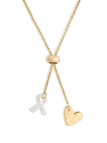 Charm Necklace Heart and Ribbon