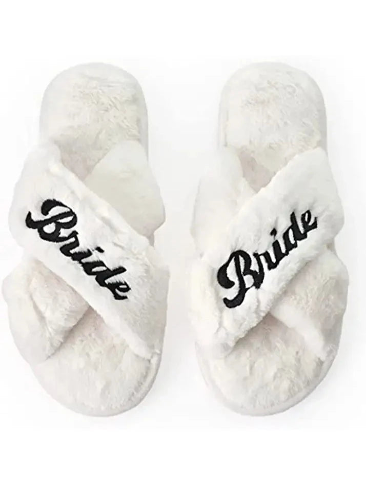 Fuzzy Bride Slippers
