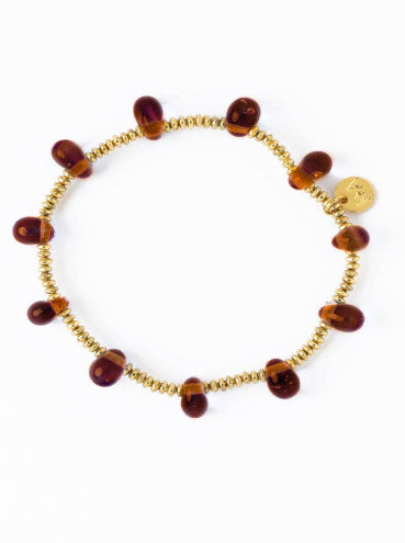 Hope Brass Stretch Amber Bracelet