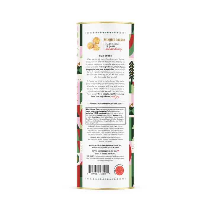 Reindeer Crunch Popcorn - Holiday Cylinder