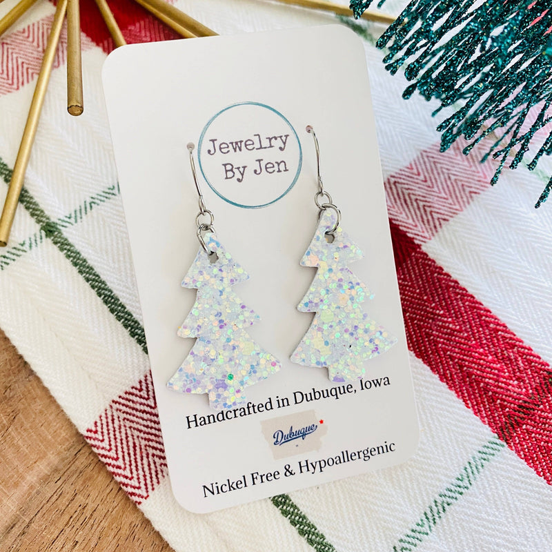 Metallic Glitter Tree Earrings
