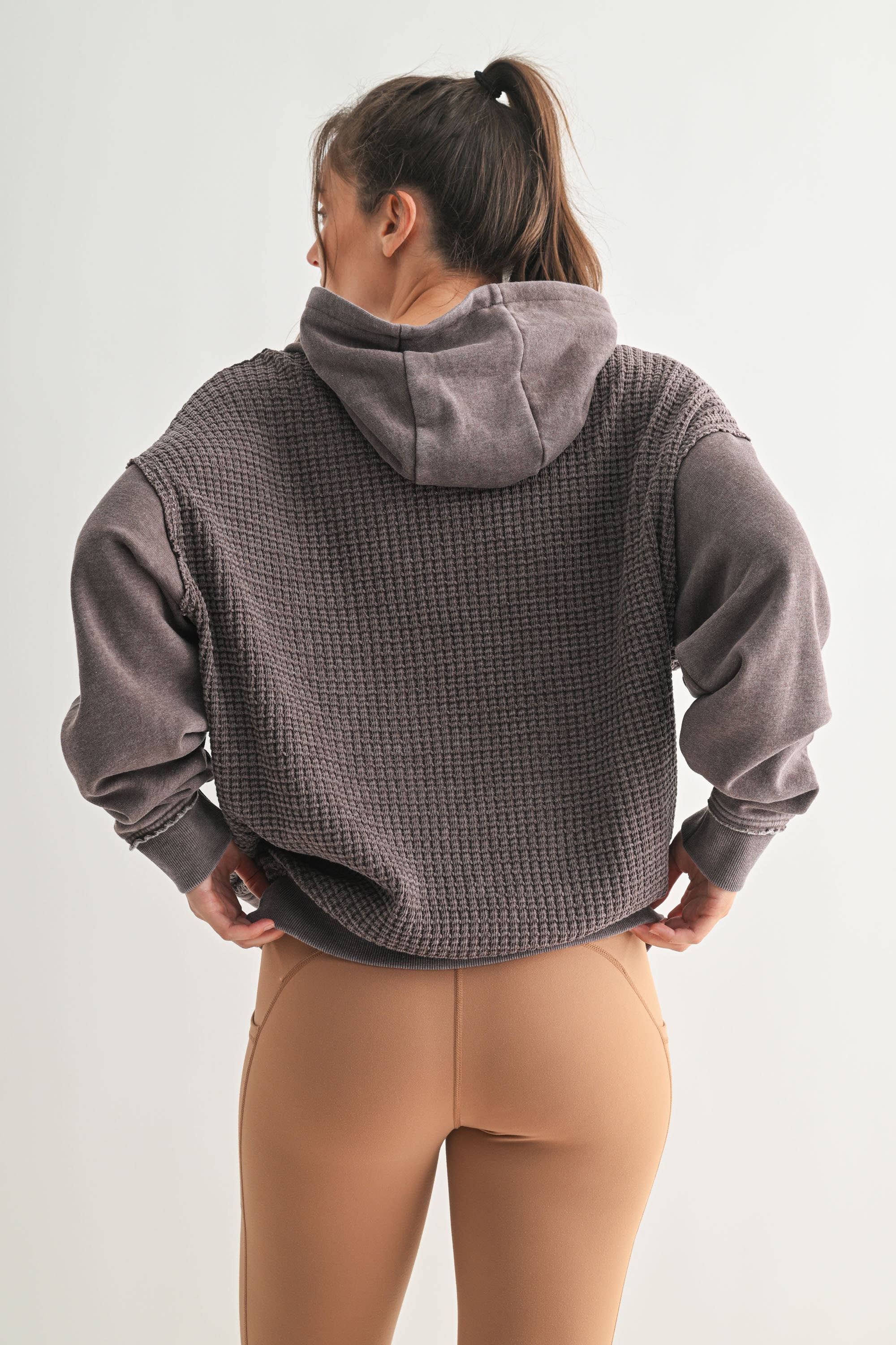 Espresso Waffle Knit Hoodie