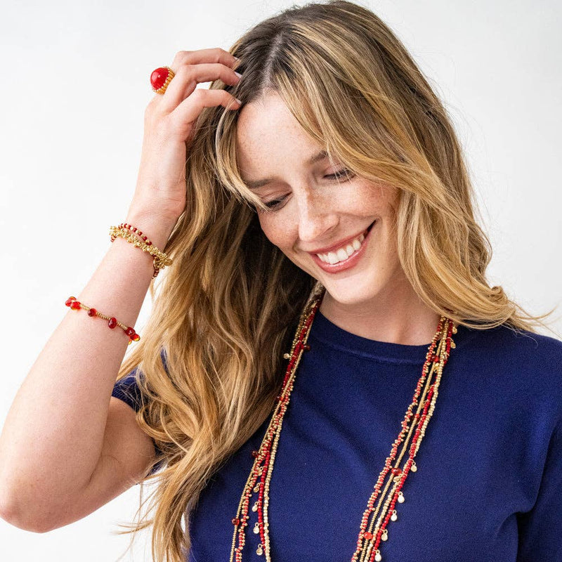 Hope Brass Stretch Red Bracelet