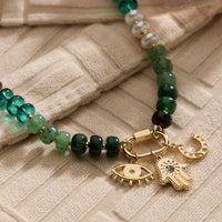 Bead Necklace with Trio Charms