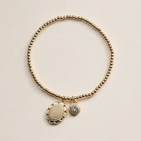 Beaded Heart Charm Stretch Bracelet