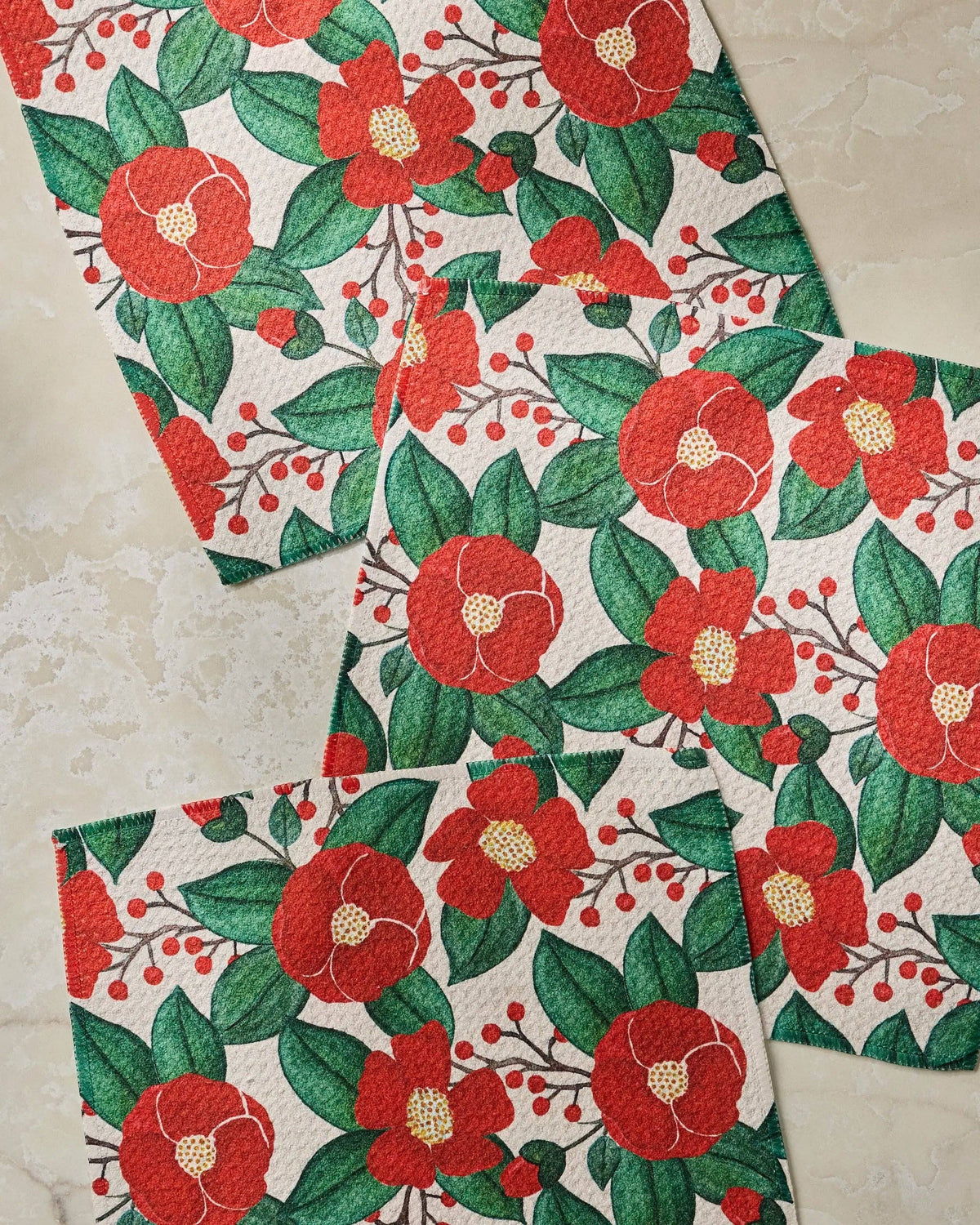 Winter Camellia Dishcloth Set