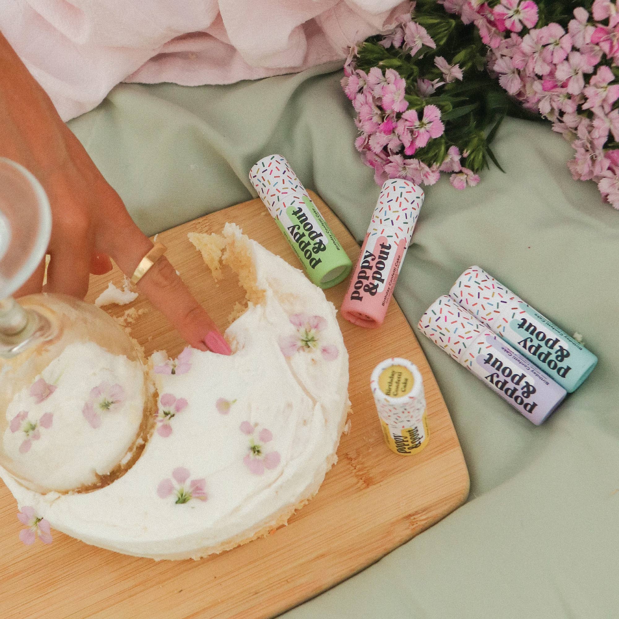 Lip Balm Birthday Confetti Cake Green