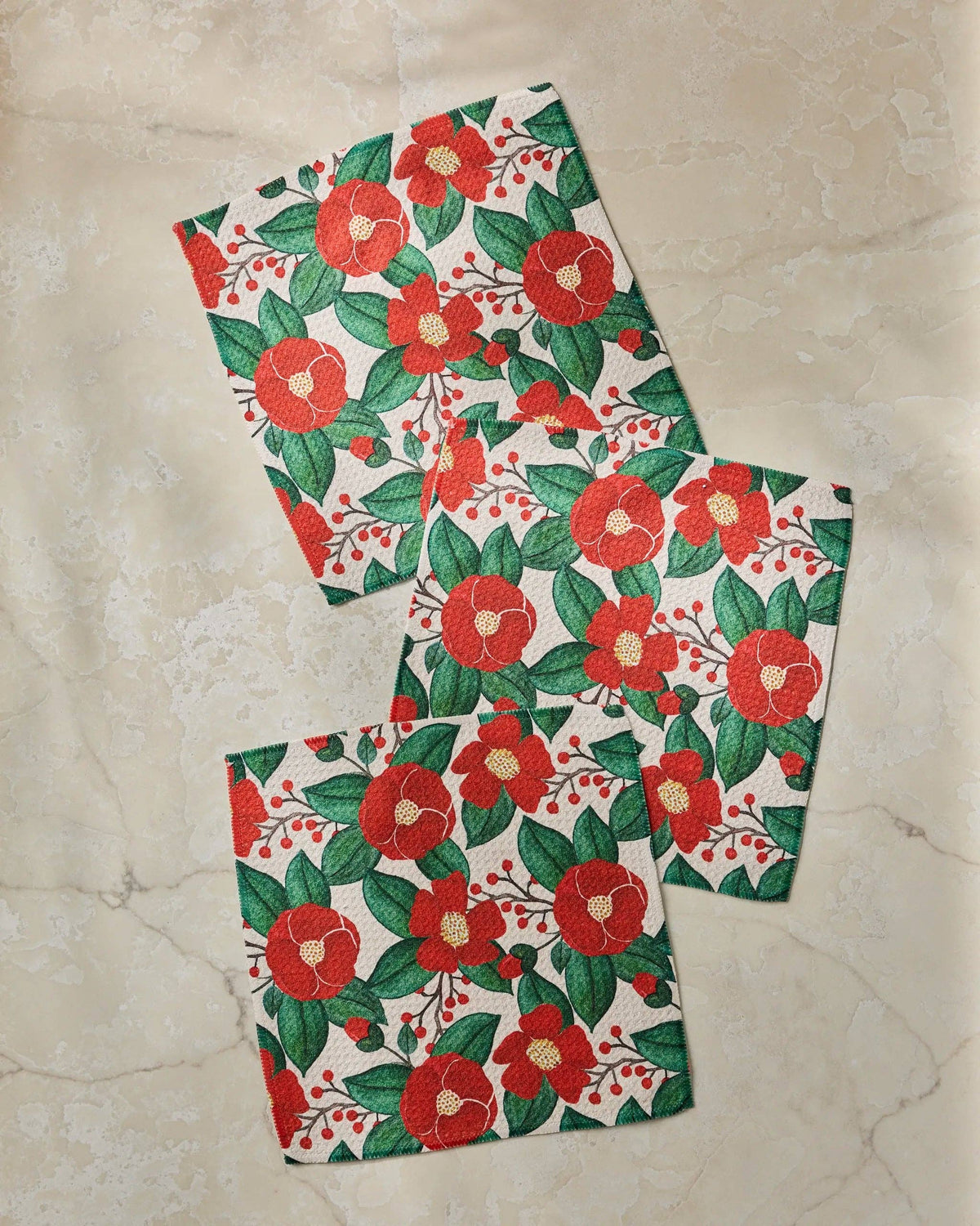 Winter Camellia Dishcloth Set