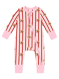 Gingerbread Pink Zip Romper