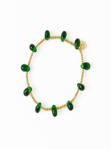 Hope Brass Stretch Green Bracelet