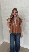 Camel Poplin Bow Top