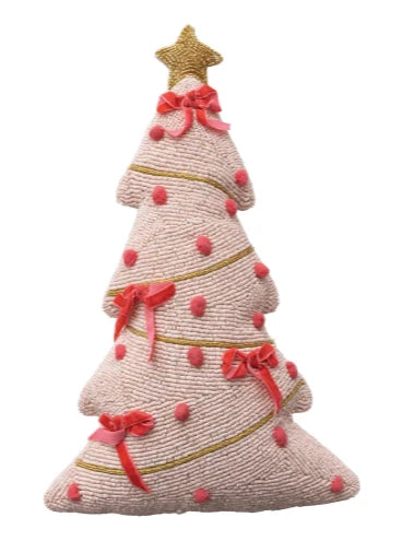 Beaded Pink Tree Pillow
