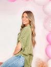 Sassy in Studs Olive Top