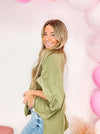 Sassy in Studs Olive Top